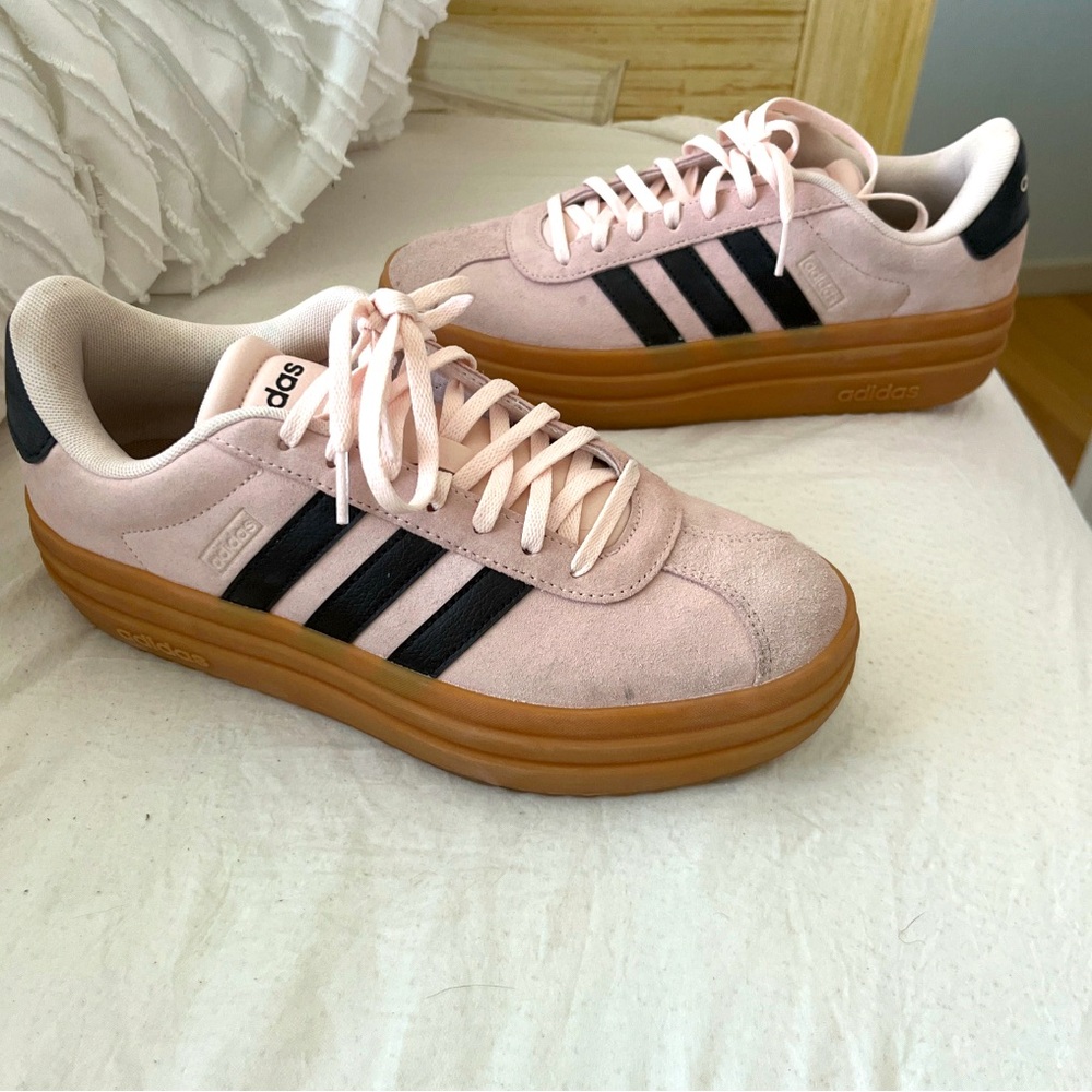 Size 8 - adidas Gazelle Bold True Pink and black stripes W